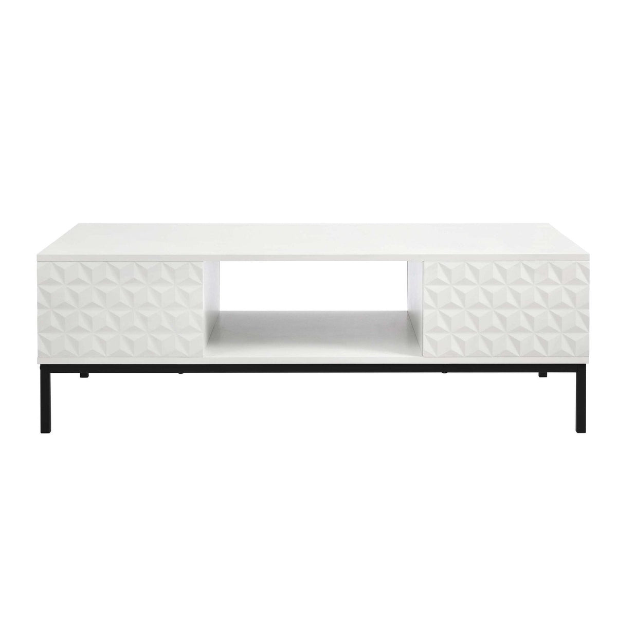 Isabella Coffee Feather & Black Table - White
