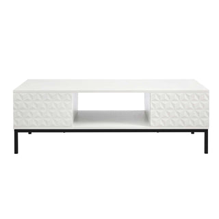 Isabella Coffee Feather & Black Table - White