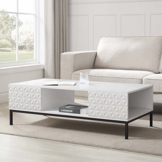 Isabella Coffee Feather & Black Table - White