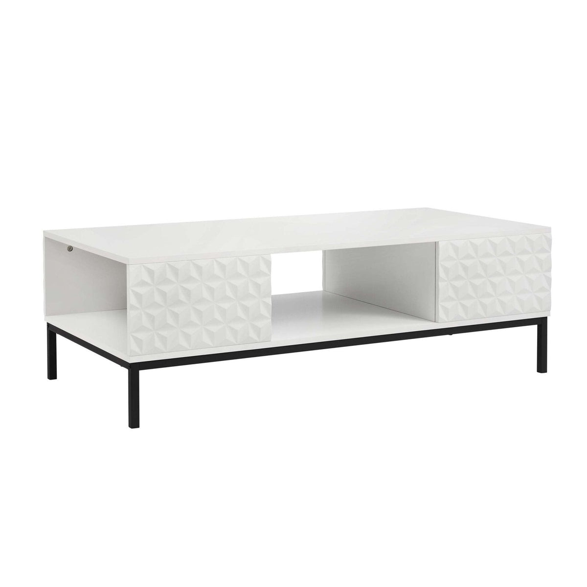 Isabella Coffee Feather & Black Table - White