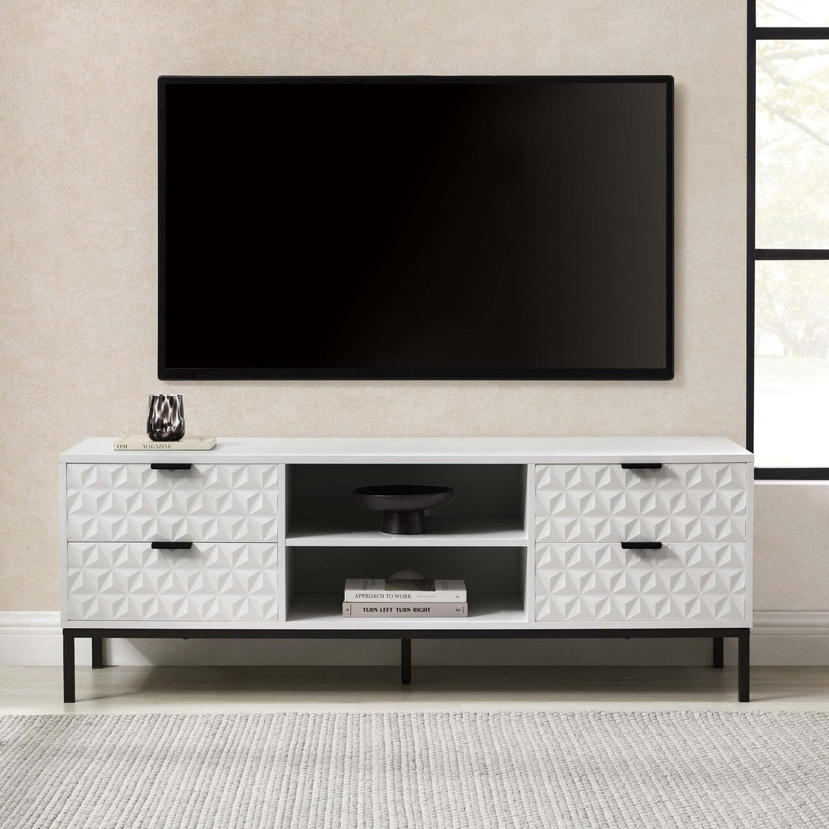Isabella TV Unit  for Feather & Black TVs up to 60"- White