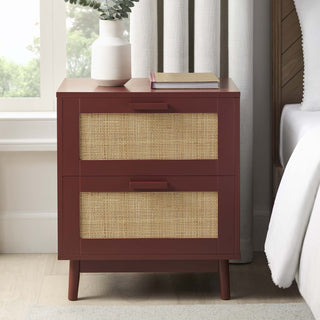Isla 2 Drawer Bedside Table - Burnt Red – Black & Feather