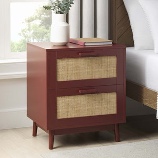 Isla 2 Drawer Bedside Table - Burnt Red – Black & Feather