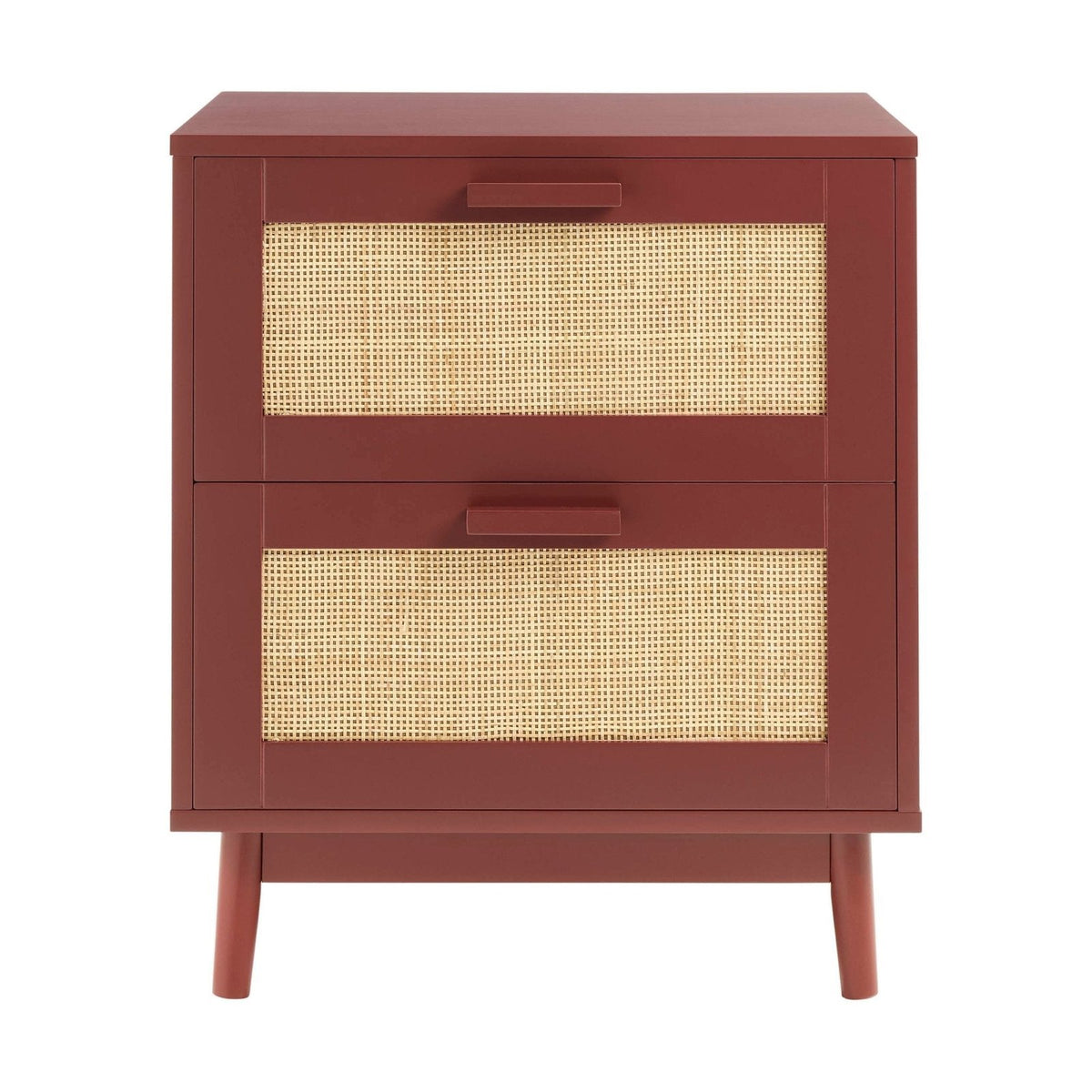Isla 2 Drawer Bedside Table - Burnt Red – Black & Feather