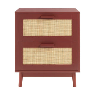 Isla 2 Drawer Bedside Table - Burnt Red – Black & Feather