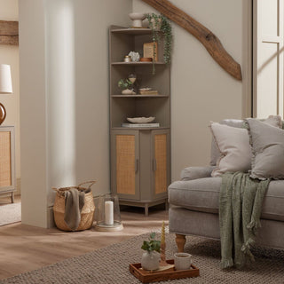 Isla Corner Storage Black & Feather Unit - Taupe