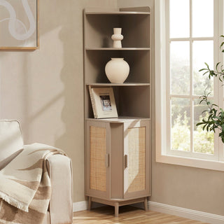 Isla Corner Storage Black & Feather Unit - Taupe