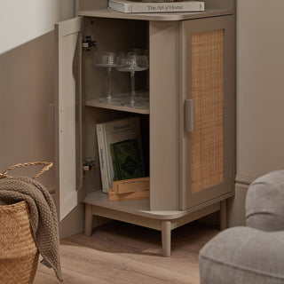 Isla Corner Storage Black & Feather Unit - Taupe