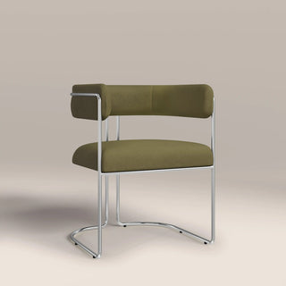 Juliana Carver Dining Chair | Moss Green Sustainable Mohair Velvet & Chrome – Laura Ashley
