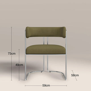 Juliana Carver Dining Chair | Moss Green Sustainable Mohair Velvet & Chrome – Laura Ashley