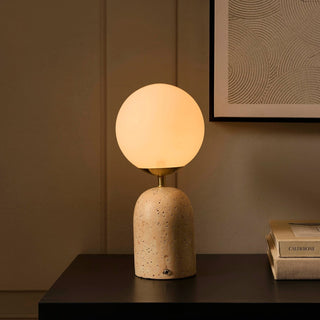 Kai Concrete with Opal Glass Black & Feather Rechargeable Wireless Table Lamp - Natural