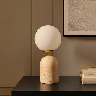 Kai Concrete with Opal Glass Black & Feather Rechargeable Wireless Table Lamp - Natural