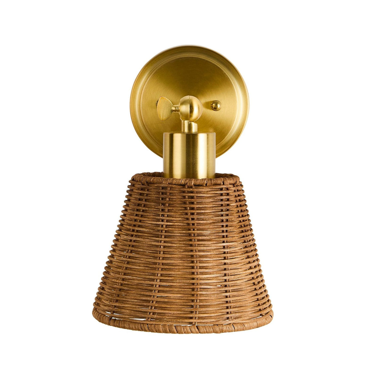 Kally Rechargeable Rattan Feather & Black Wall Light - Brass