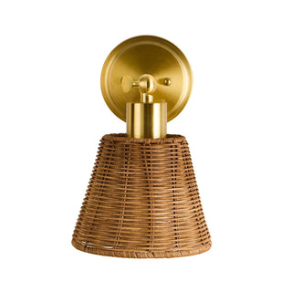 Kally Rechargeable Rattan Feather & Black Wall Light - Brass