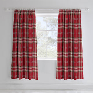 Kelso Check Pencil Pleat Curtains - Red – Laura Ashley UK
