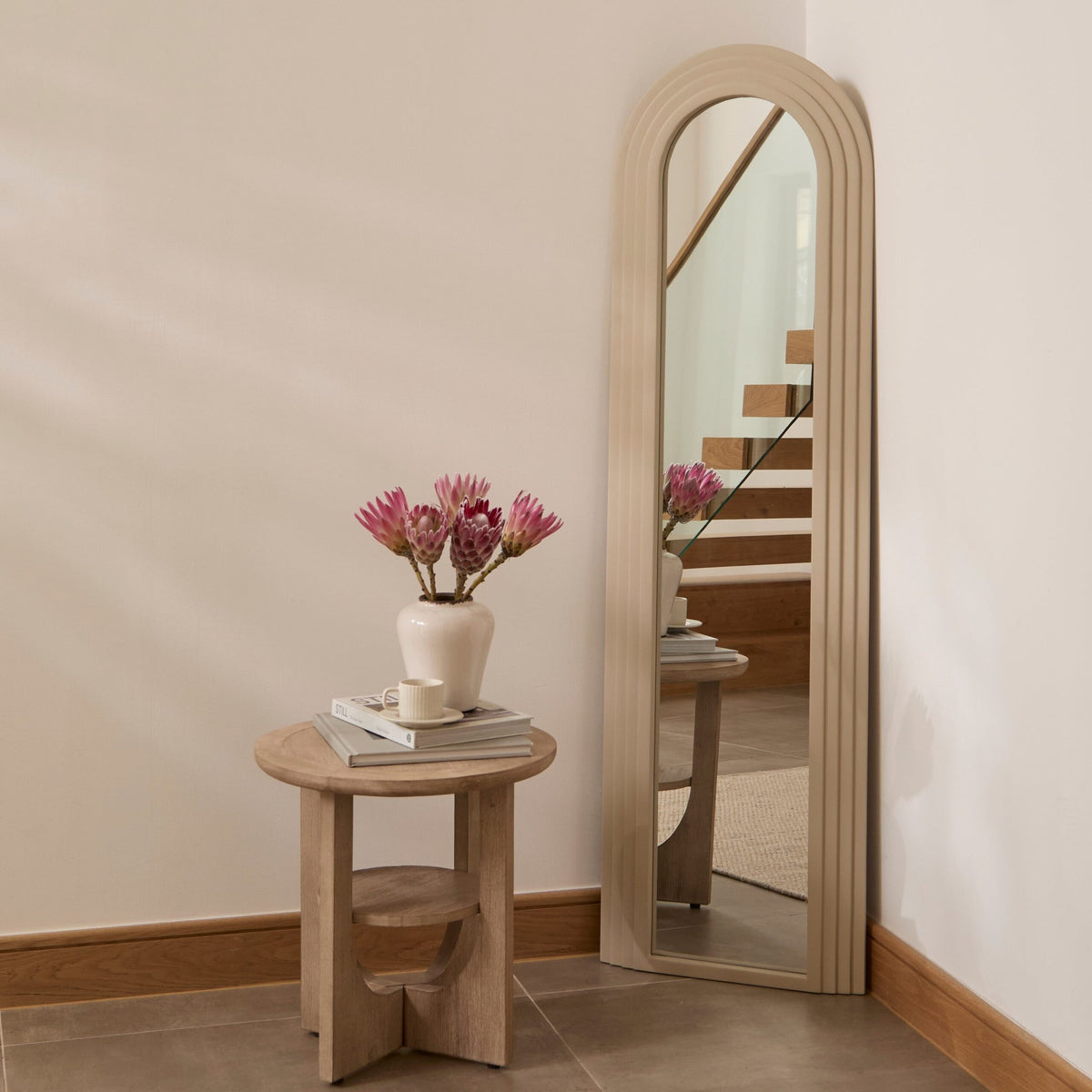 Kubu 170 x 50cm Laura Ashley Wooden Arch Mirror - Taupe