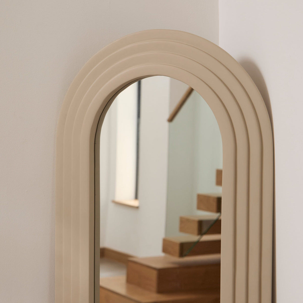 Kubu 170 x 50cm Laura Ashley Wooden Arch Mirror - Taupe