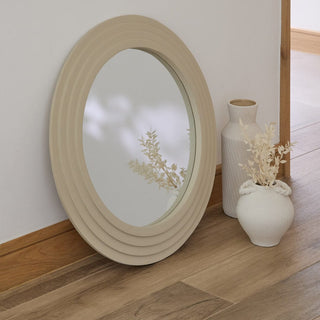 Kubu 70cm Wooden Laura Ashley UK Round Mirror - Taupe