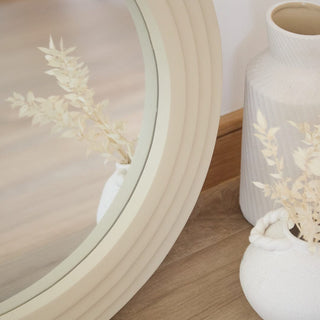 Kubu 70cm Wooden Laura Ashley UK Round Mirror - Taupe