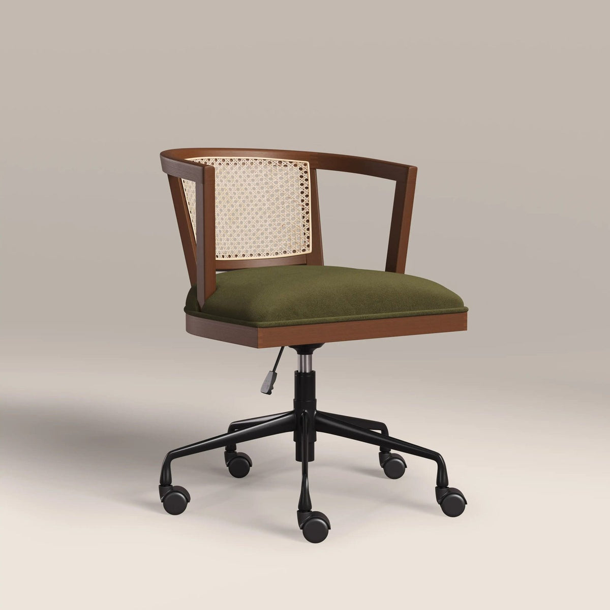 Lana Office Chair | Moss Laura Ashley UK Green Sustainable Mohair Velvet & Walnut