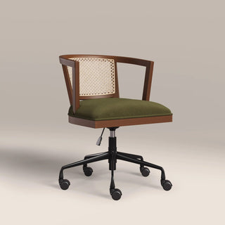 Lana Office Chair | Moss Laura Ashley UK Green Sustainable Mohair Velvet & Walnut