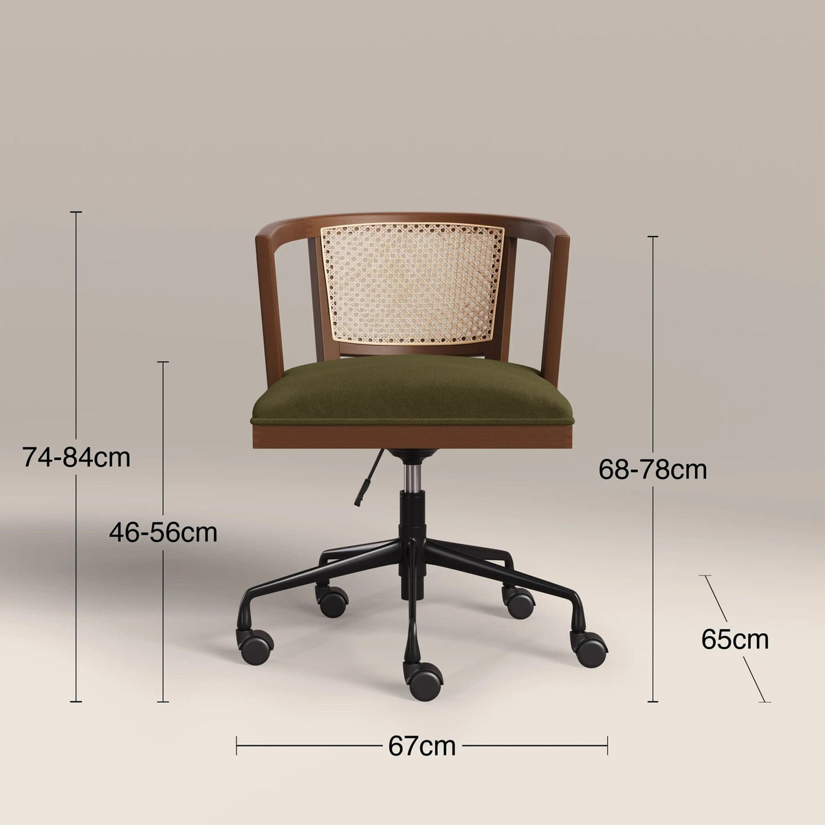 Lana Office Chair | Moss Laura Ashley UK Green Sustainable Mohair Velvet & Walnut