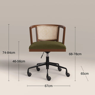 Lana Office Chair | Moss Laura Ashley UK Green Sustainable Mohair Velvet & Walnut