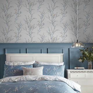 Laura Ashley Pussy Willow Wallpaper Seaspray Blue 143337