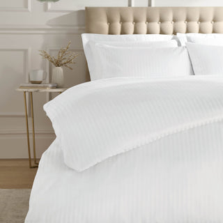 Laura Ashley 300TC Satin Stripe Duvet Cover Set - White