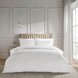 Laura Ashley 300TC Satin Stripe Duvet Cover Set - White