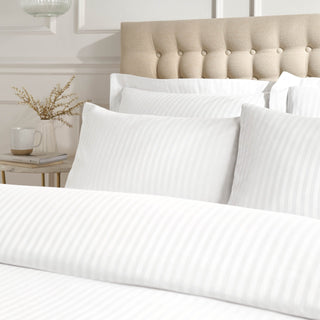 Laura Ashley 300TC Satin Stripe Duvet Cover Set - White