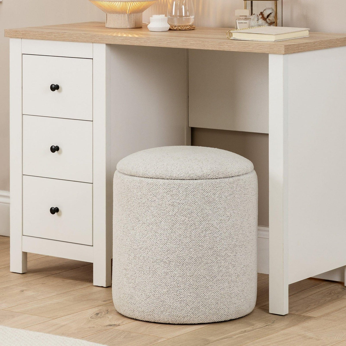 Laura Ashley Abigail Storage Pouffe/Footstool - Dove Grey