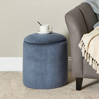 Laura Ashley Abigail Storage Pouffe/Footstool - Horizon Blue