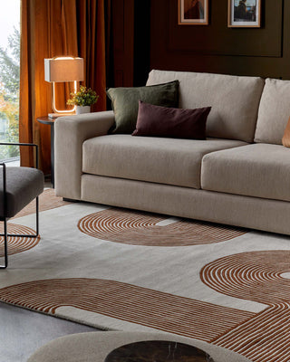 Laura Ashley Abstract Lines rust and cream wool large rug