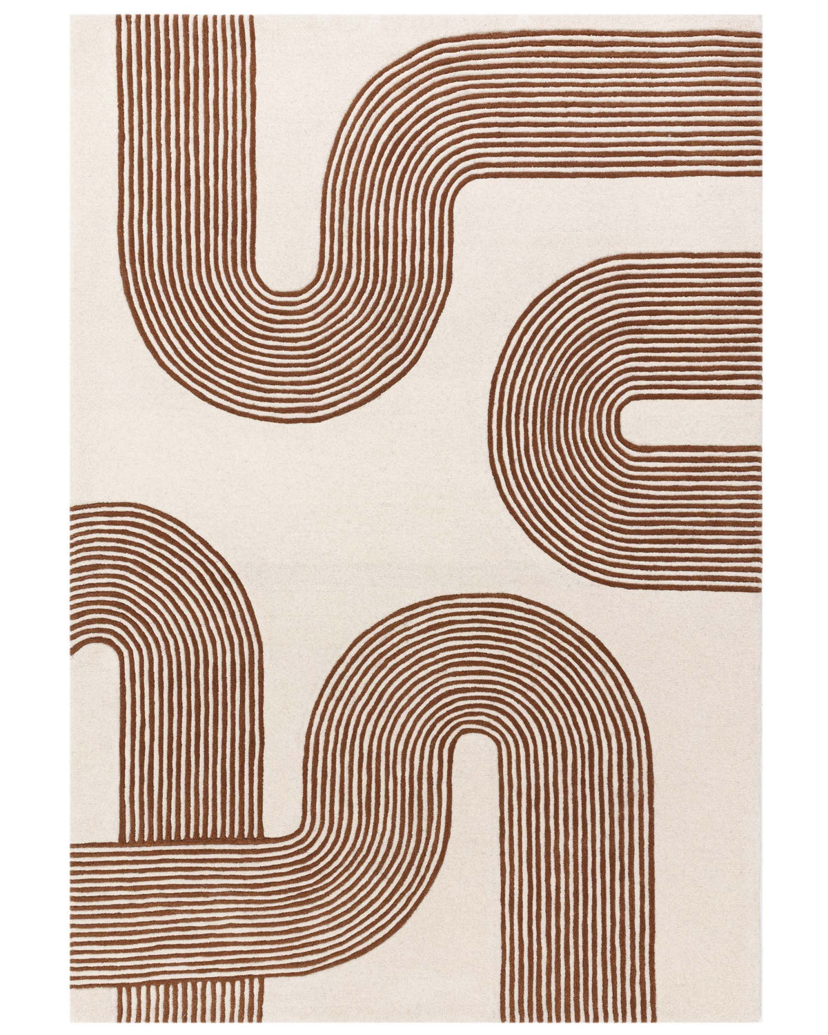 Laura Ashley Abstract Lines rust and cream wool large rug