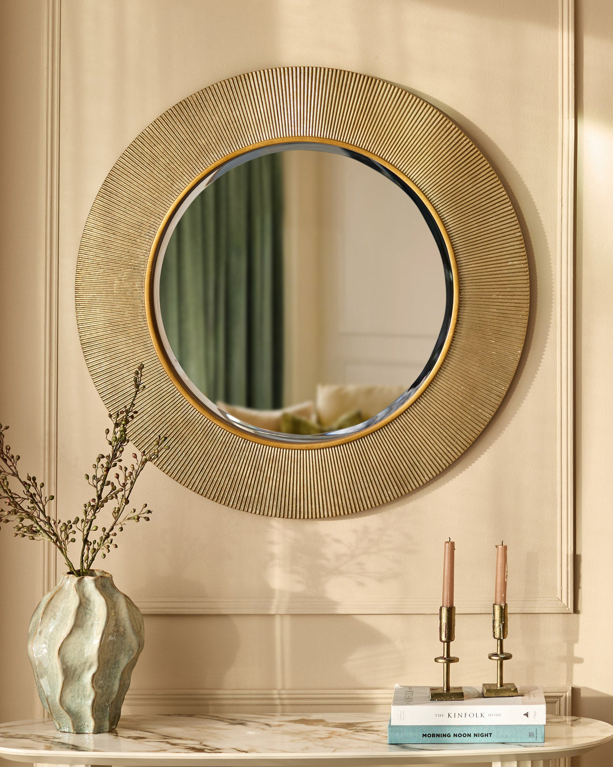 Laura Ashley Alexa gold round wall mirror
