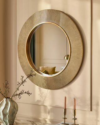 Laura Ashley Alexa gold round wall mirror