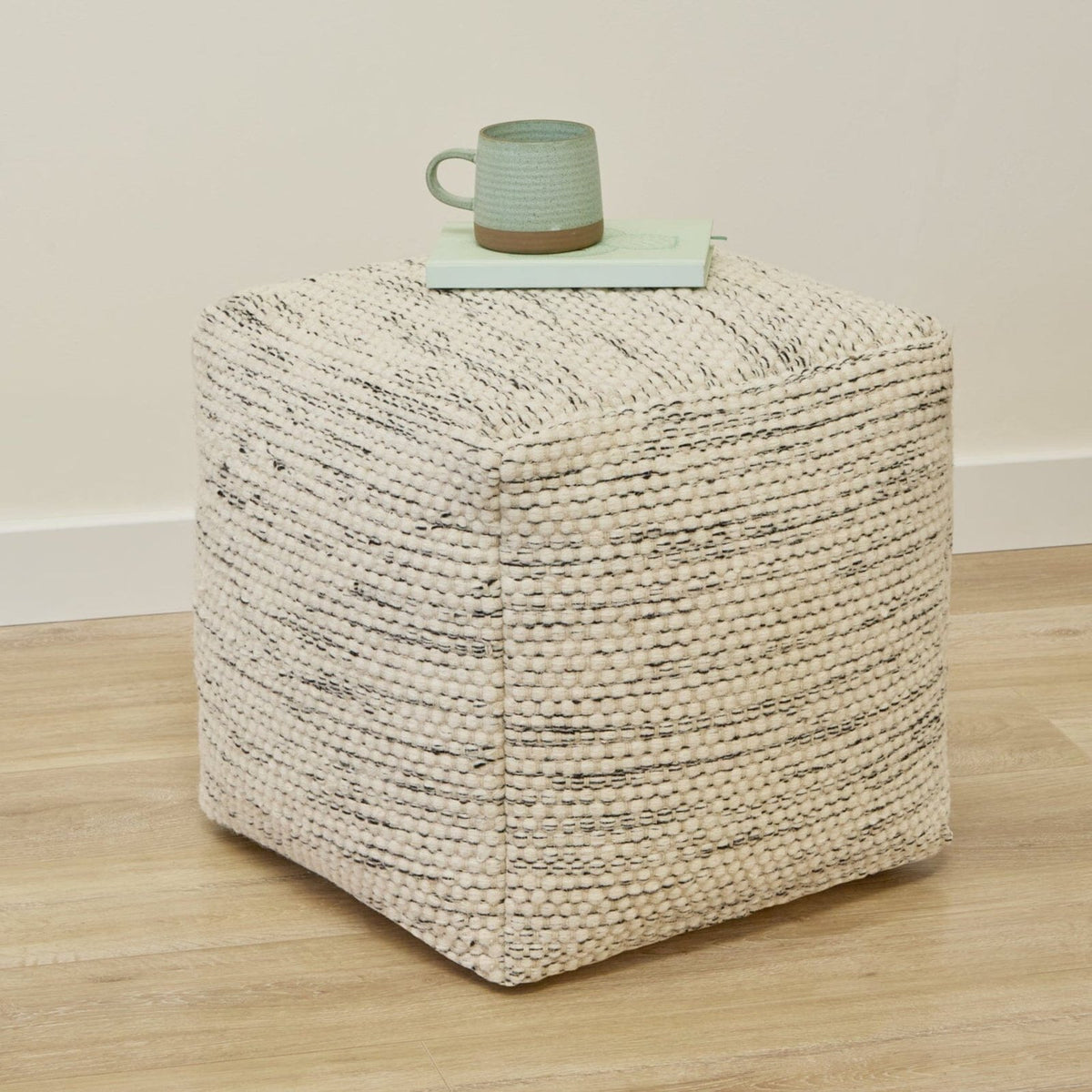 Laura Ashley Atcham Wool &amp; Cotton Ottoman Stool - Clay Marl