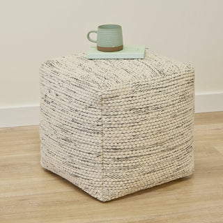 Laura Ashley Atcham Wool &amp; Cotton Ottoman Stool - Clay Marl