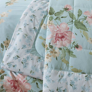 Laura Ashley Avebury Floral Bedspread - Duck Egg Blue