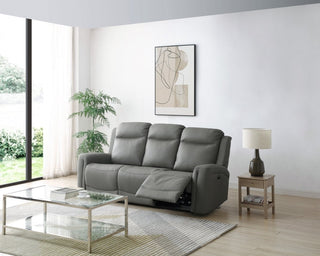 Laura Ashley Bentley 3 Seater Grey Leather Electric Recliner Sofa