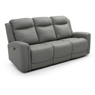 Laura Ashley Bentley 3 Seater Grey Leather Electric Recliner Sofa