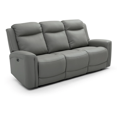 Laura Ashley Bentley 3 Seater Grey Leather Electric Recliner Sofa