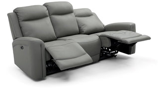 Laura Ashley Bentley 3 Seater Grey Leather Electric Recliner Sofa