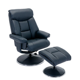 Laura Ashley Bridge Faux Leather Swivel Recliner Chair and Footstool