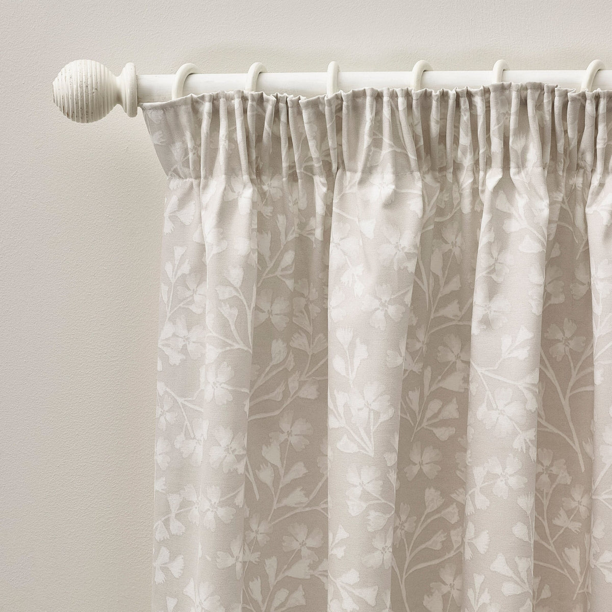 Laura Ashley Brooke Floral Pencil Pleat Curtains - Natural