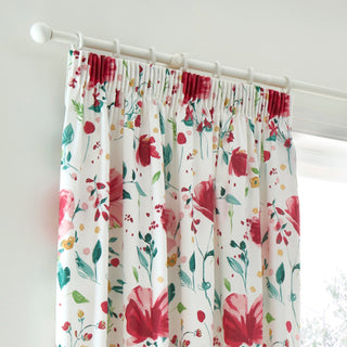 Laura Ashley D & D Abstract Poppy Pencil Pleat Curtains - Red