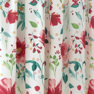 Laura Ashley D & D Abstract Poppy Pencil Pleat Curtains - Red