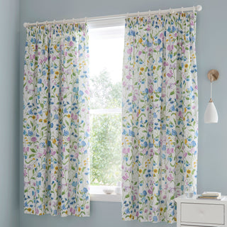 Laura Ashley D & D Sweetpea Floral Pencil Pleat Curtains - Lilac