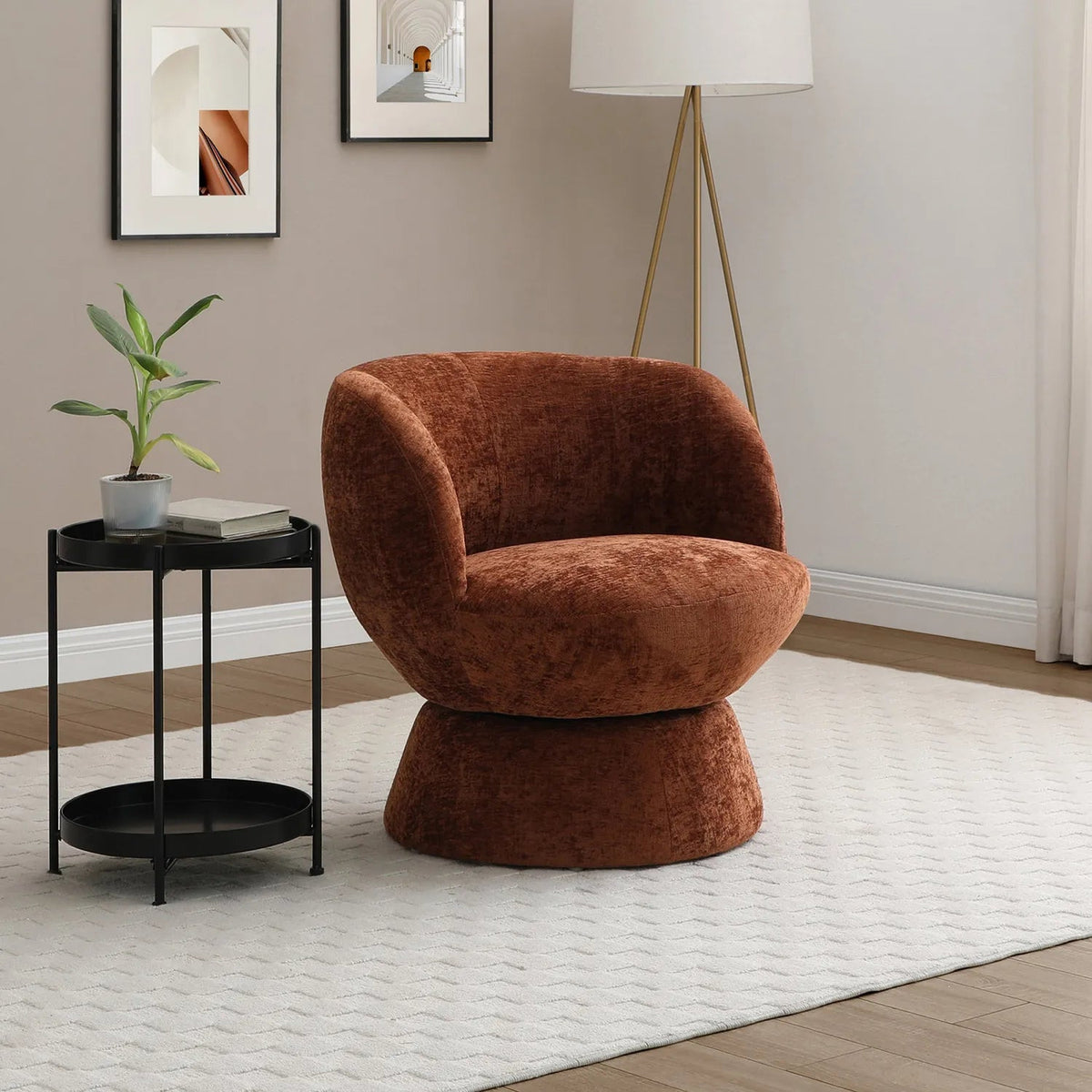 Laura Ashley Daisy Olive Chenille Fabric Swivel Chair
